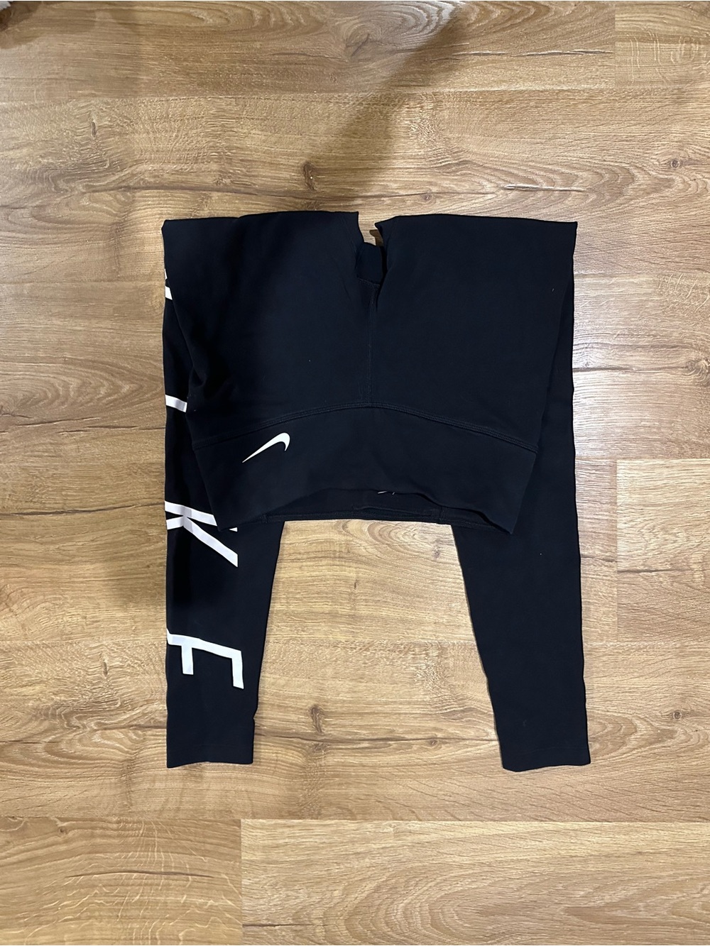 Nike Black Girls' Logo Leggings with White Swoosh